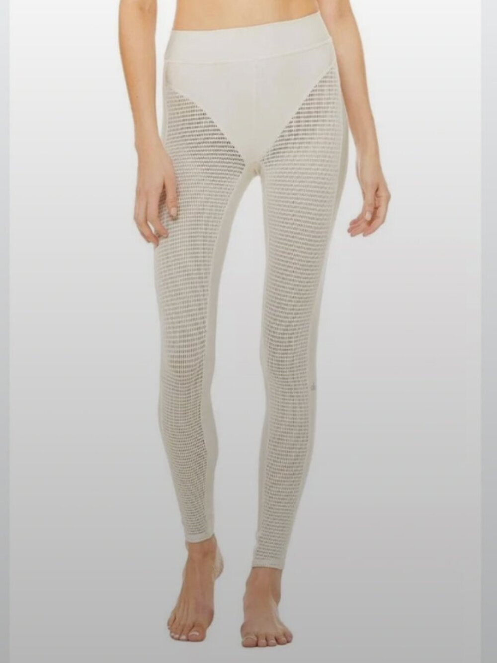 Alo Yoga High Waist Cream Leggings with Mesh